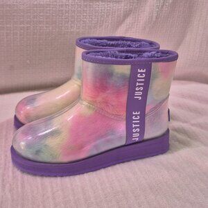Barely worn Justice size 3 winter boots/rain boots